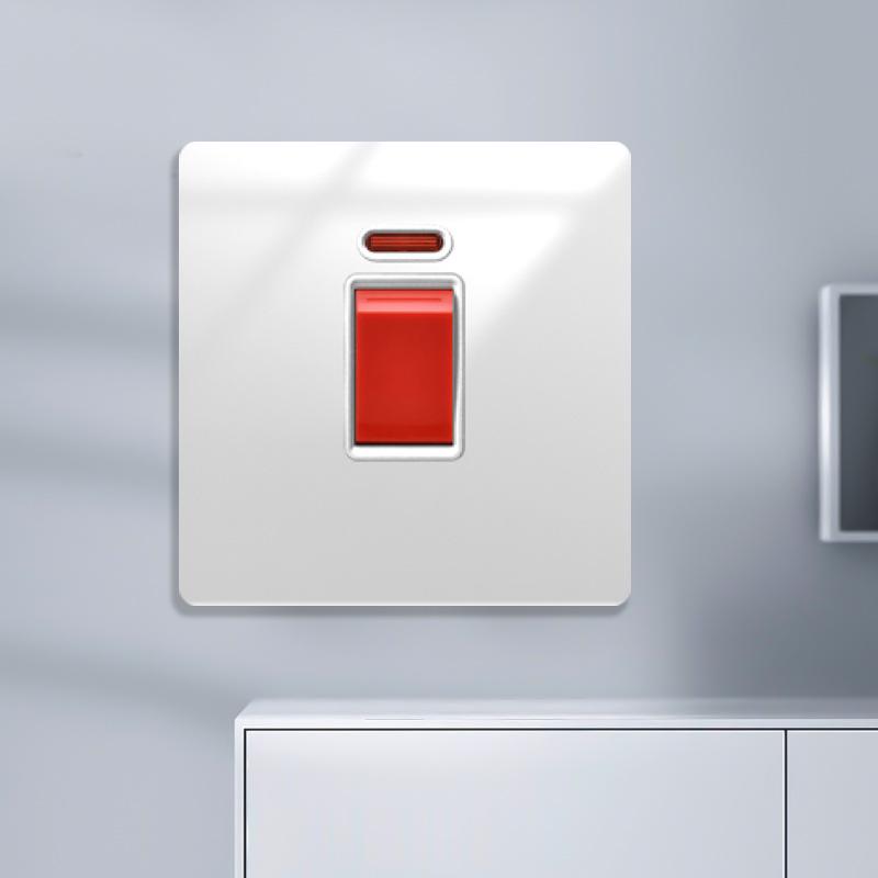 Huihuang Grå Herdet Glass Speil 1-Gangs 5-Hulls Bryter Stikkontakt Panel 86-Type Vegginnfelt.