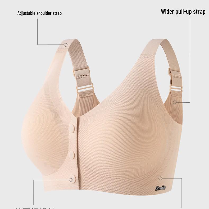 Sujetador Shi Fengni 1023 de Cierre Frontal sin Costuras: Tallas Grandes, Soporte Lumbar, Efecto Adelgazante para Mujeres de Mediana Edad y Mayores