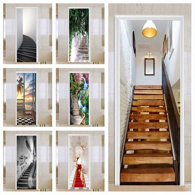 Treppe Treppe Film Tür Aufkleber dekorative wasserdichte DIY selbstklebende Treppe Aufkleber Wandbilder Möbel Badezimmer Küche