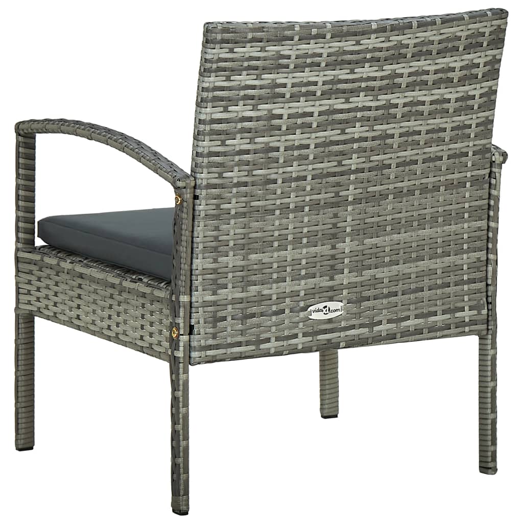 Garden Chair with Cushion Poly Rattan Gray