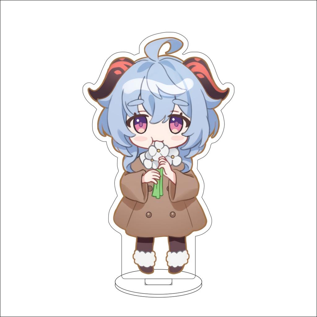 10CM Anime Genshin Impact Figure Stand Model Amamiya Ganyu Cute Desk Decor Standing Sign Gifts