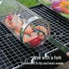 304 Stainless Steel Rotating BBQ Grill Basket - Portable Outdoor Smoker Cage with Mesh Tumbler Design