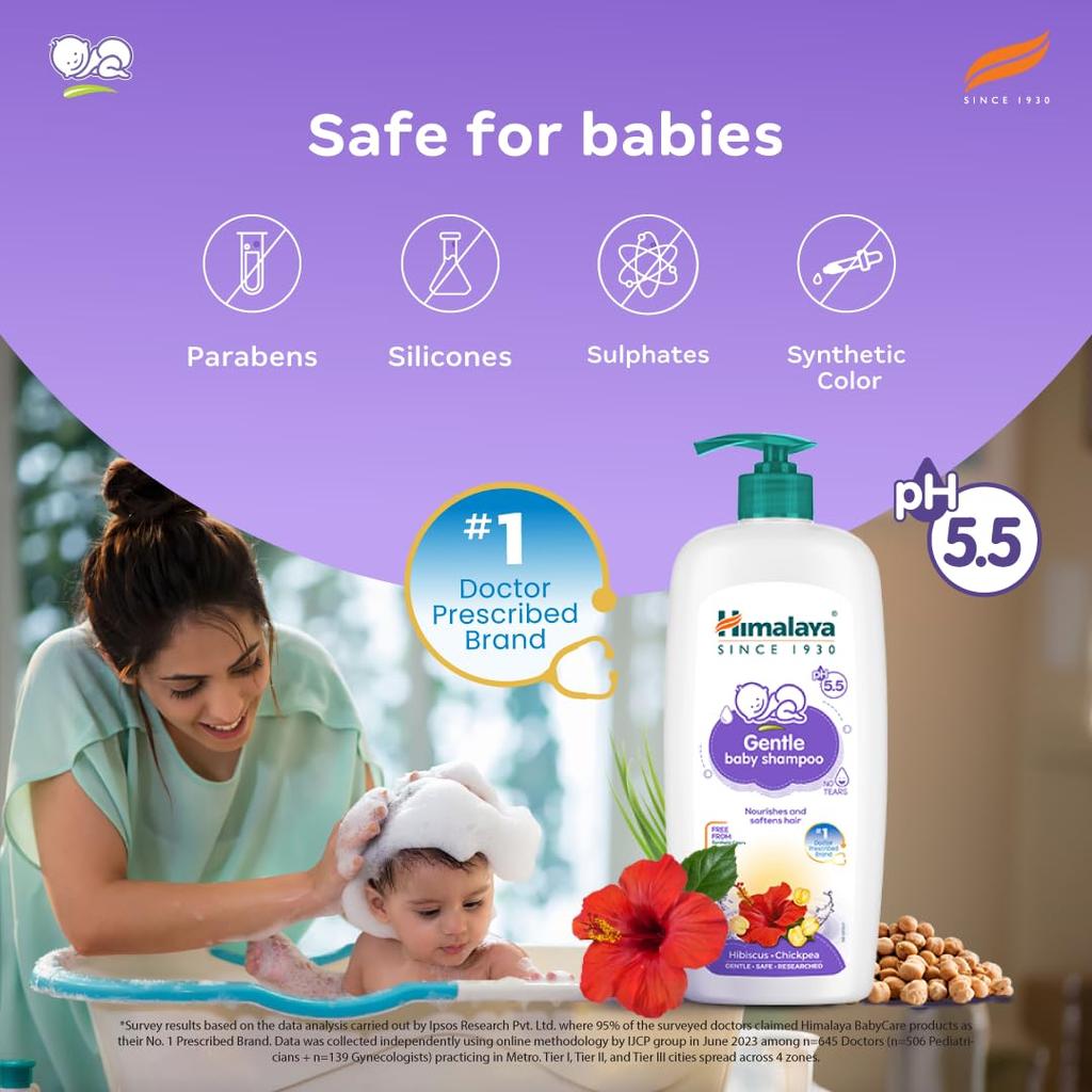 Himalaya Sanftes Babyshampoo 600ml Keine Tränen Formel Milde Reinigung Nährende Haarpflege Macht weich Stärkt und Schützt Zarte Kopfhaut