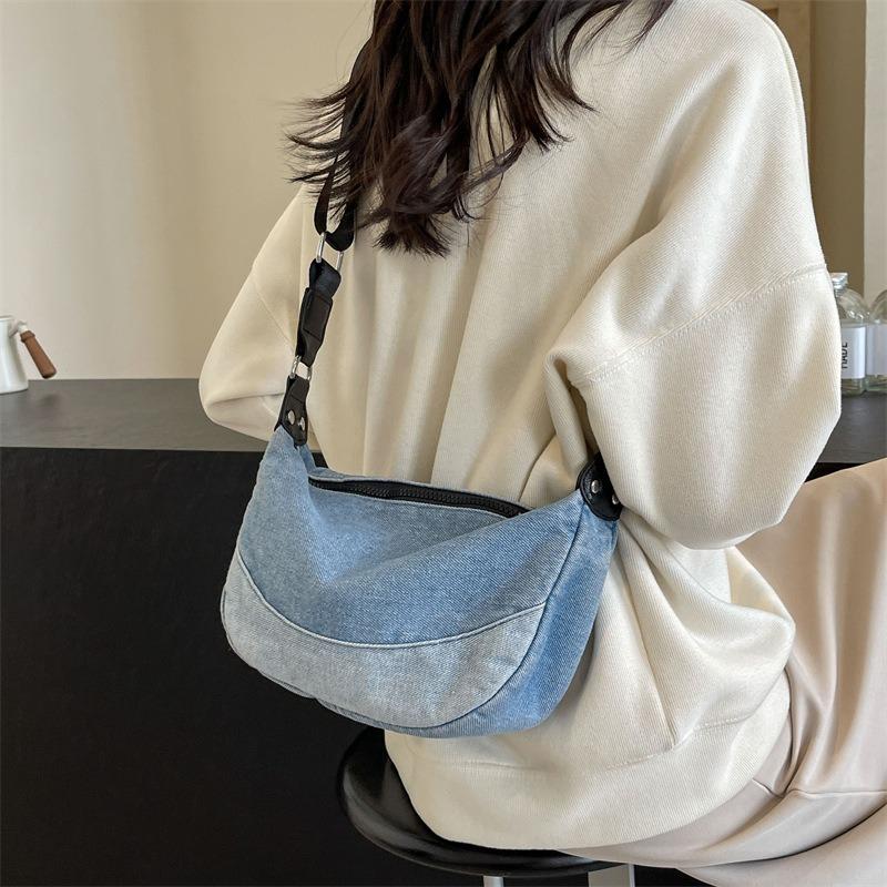 Denim Dumpling Bag Hundred Trend Shoulder Bag Fashion Color Collision Crossbody Bag