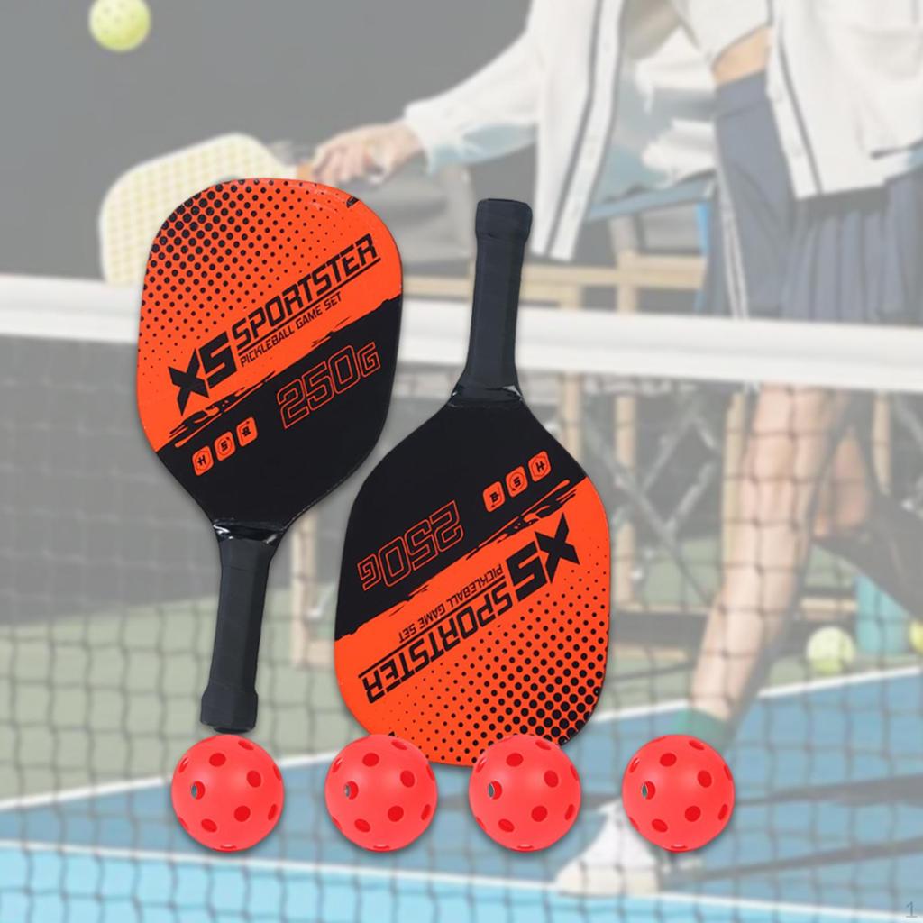 2 Stück Pickleballschläger Tragbar 4 Bälle für Fitnessstudio-Training Outdoor Blau