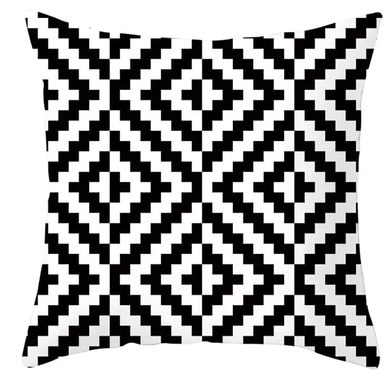 45*45cm Black and White Cushion Cover Waist Pillowcase Nordic Geometric Throw Pillow Sofa Bedroom Pillowslip Car Home Decor