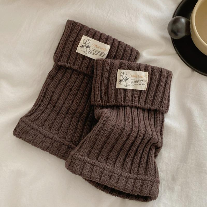 Einfarbige Beinstulpen mit Bündchen für Millennial-Mädchen, Coole gestrickte Plüschsocken-Abdeckungen, Stoffetikett Kurze Socken-Abdeckungen