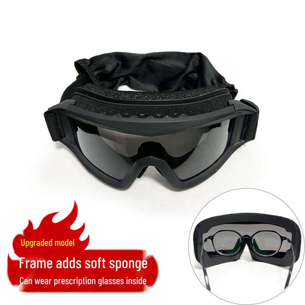 Impact-Resistant Tactical Combat Goggles - Windproof & Sandproof Shooting Glasses for Outdoor Use