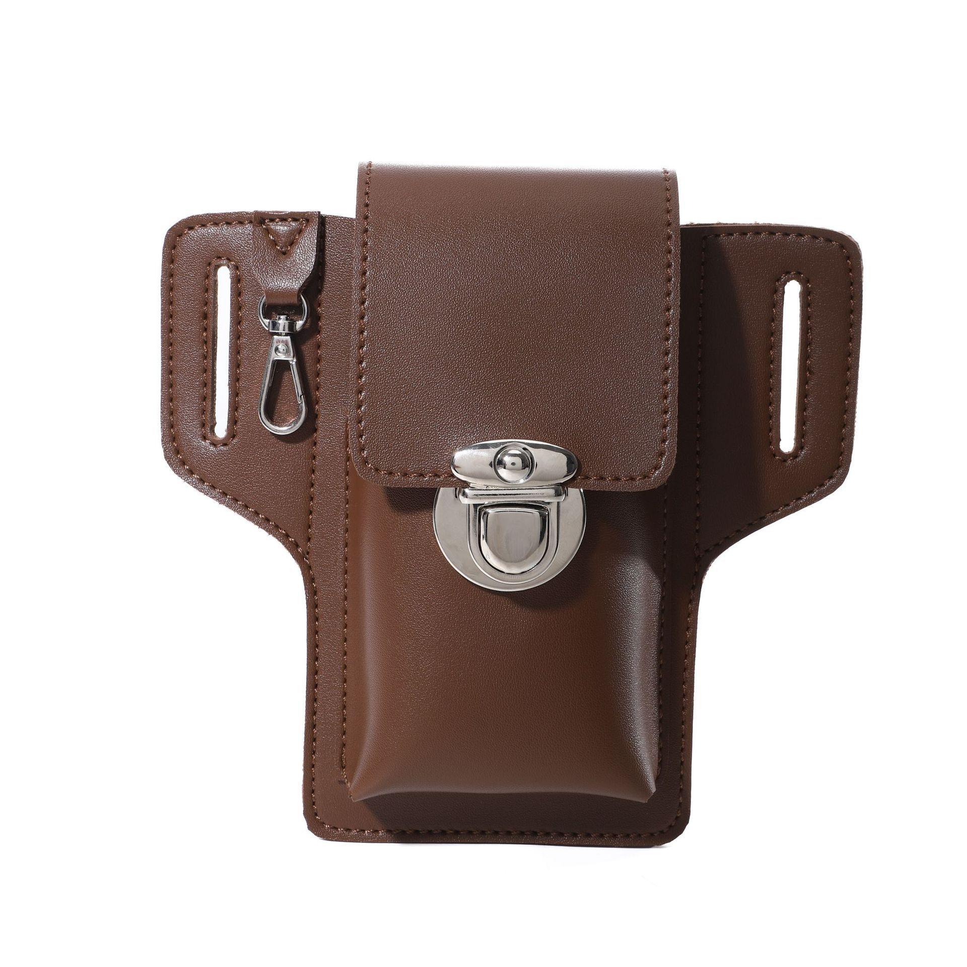 

Удобная уличная сумка для мобильного телефона для рабочей площадки, носимая поясная сумка, большая вместимость, многофункциональная сумка для хранения ключей и сигарет Brown-Premium Edition