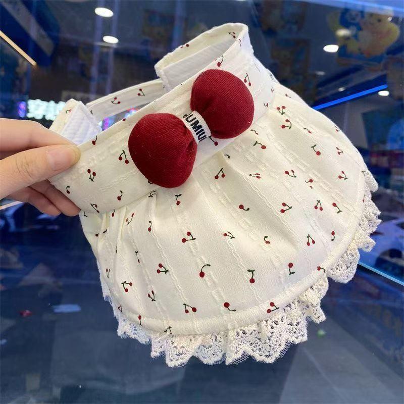 

Infant Spring and Summer Thin Sun Hat Sweet Lace Topless Hat Baby Princess Hat Girl s Cool Hat Empty top Bows Red