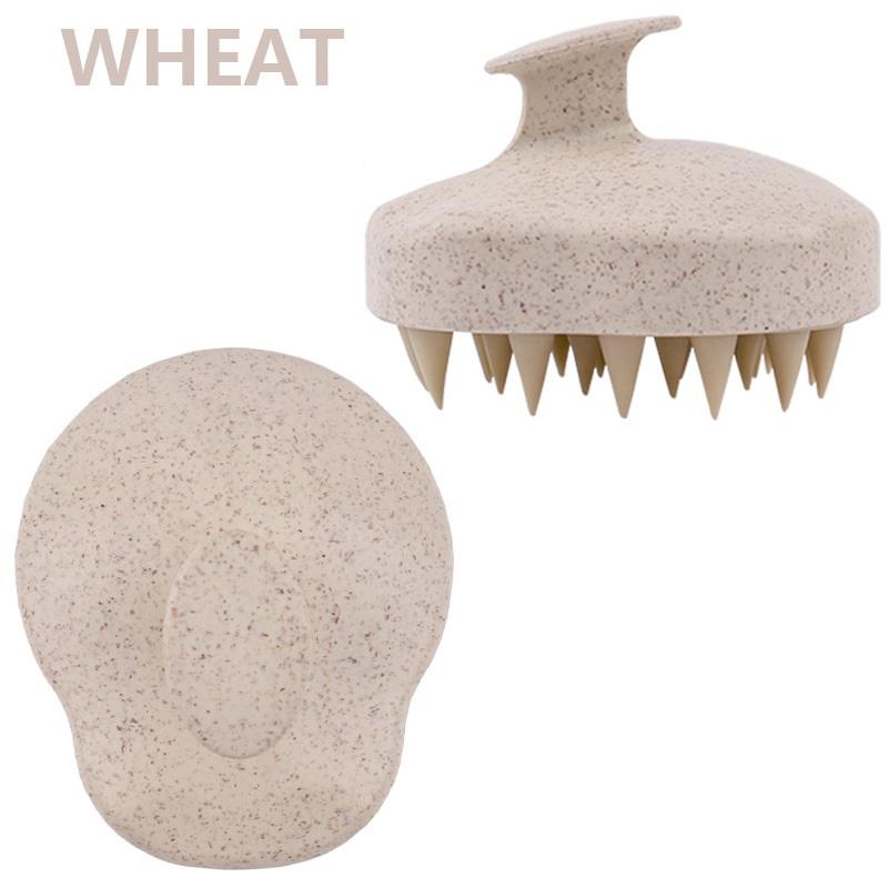 Silicone Shampoo Brush Wheat Straw Tpe Handle Massage Scalp Soft Comb Hair Washing Massage Deep Scalp Cleaning Shampoo Brush