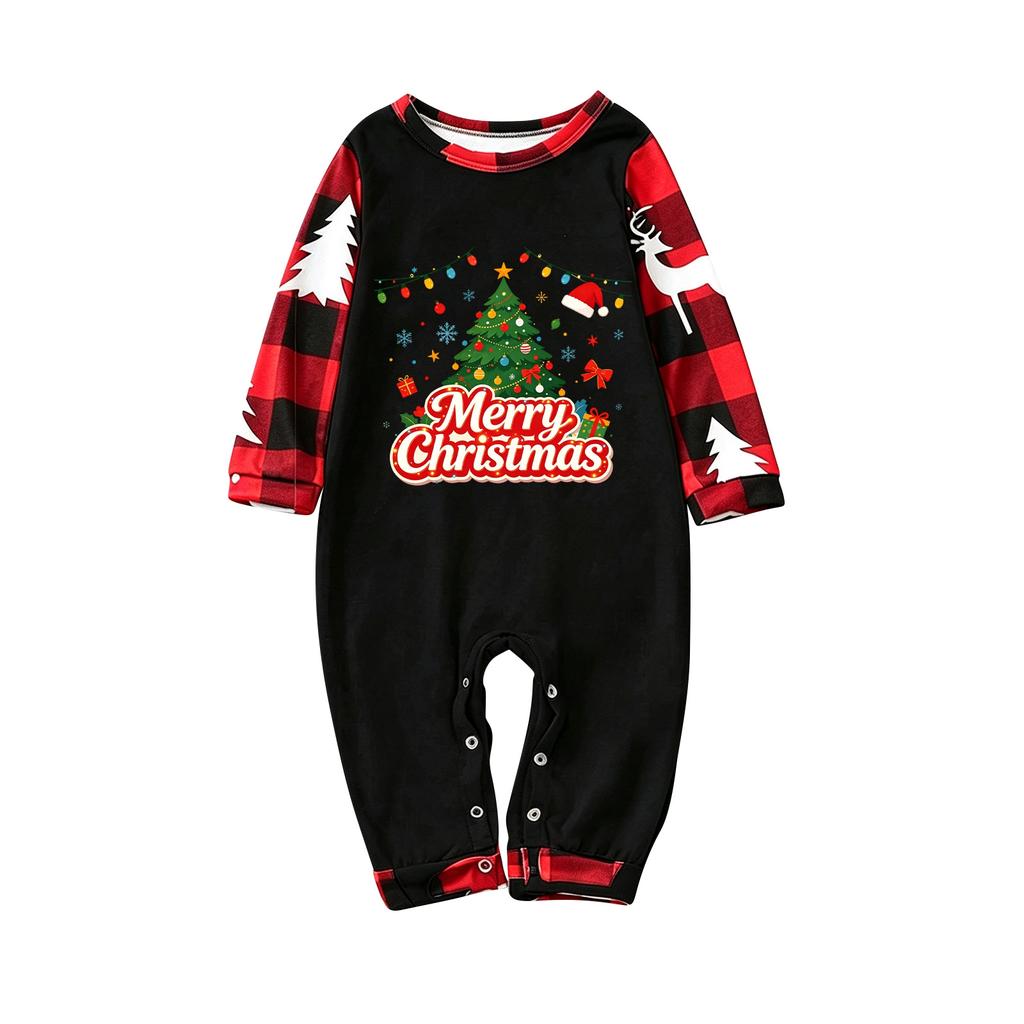 Family Matching Christmas Pajama Set with Long Sleeve Raglan Top and Pants for Women Men and Kids