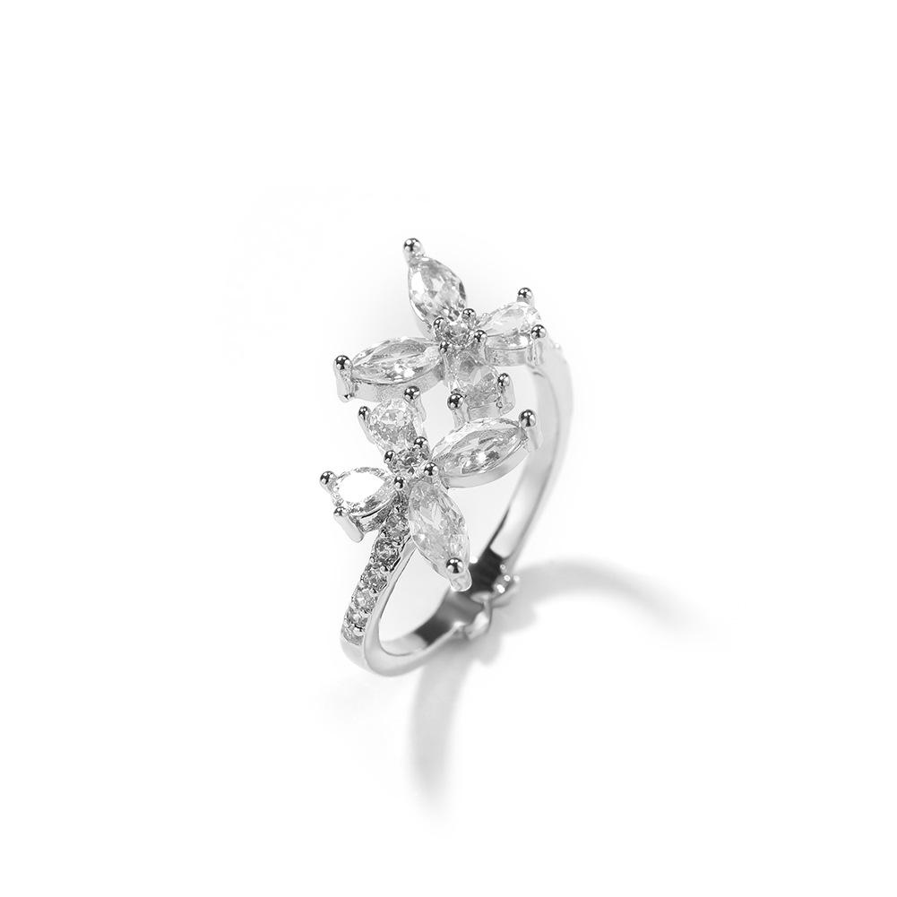 ins style ring female niche high-end sense light luxury diamond butterfly ring personalized new product
