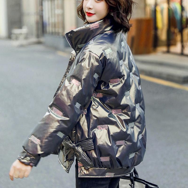 Glossy Down Padded Jacket Women Mid-length Winter Western Style Loose Padded Disposable Padded Jacket