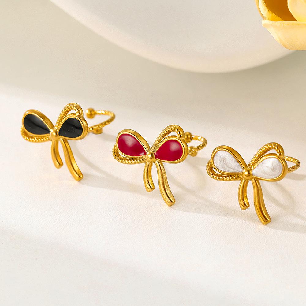 18K Gold-Plated Bow Stainless Steel Ring: European Style, Exquisite & Versatile Index Finger Jewelry