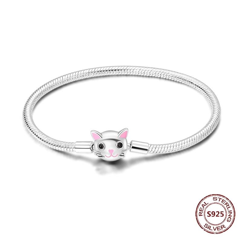 Pink Love Heart Copper Metal Bracelet High Quality Fine Jewelry Authentic Original Bracelets Zircon Cat Paw Snake Chain Designed For Do It Yourself