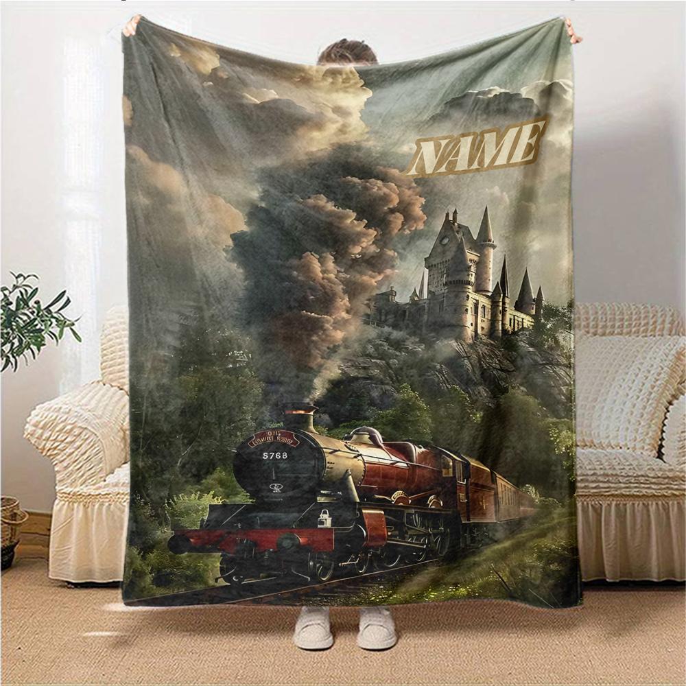 Custom Name "Hogwarts Castle Trilogy" Blanket for Couch & Bed, Plush Cozy Fuzzy Blanket Super Soft & Warm Blankets for Fall and Winter. 090891