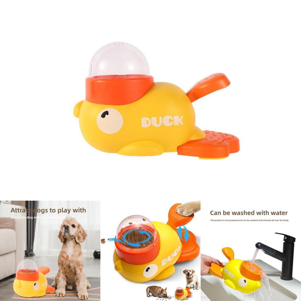 Yellow Pet Food Dispenser And Interactive Toy For Cats And Dogs With Abs Construction