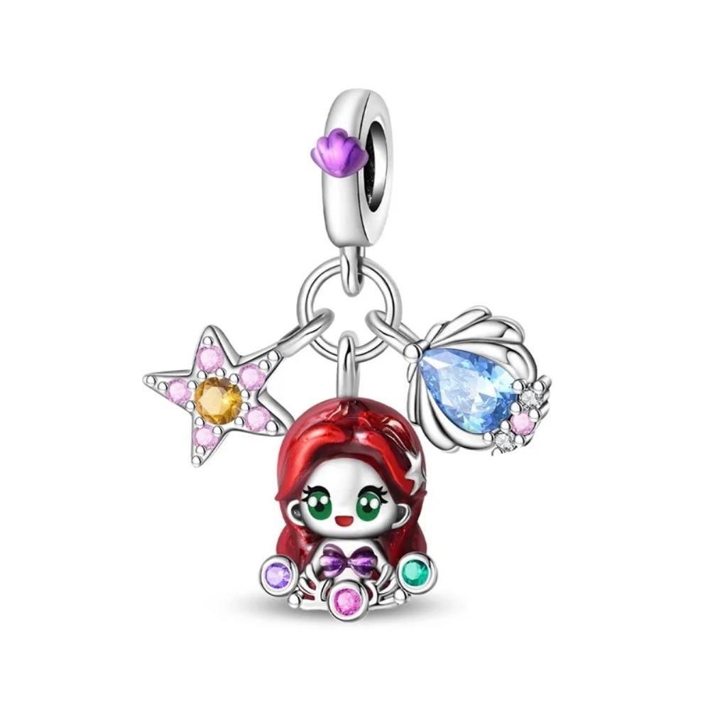 925 Silver Unicorn Pendant Noctilucent Charm Bead DIY Princess Bracelet Colorful Jewelry Gift for Women