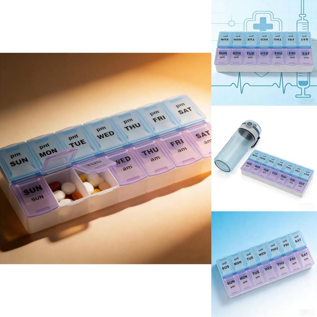 Modern Simplified Plastic Pill Box With Sealed Lids And Multigrid Storage For Daily Medication