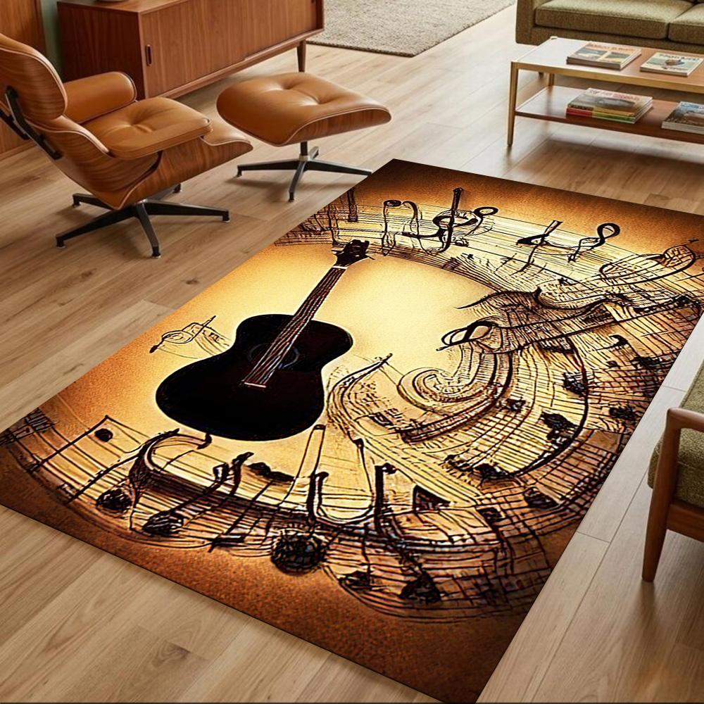 Electric Fire Guitar Fusion Non-Slip Home Carpet Design for Office Decor Living Room Bedroom Gift