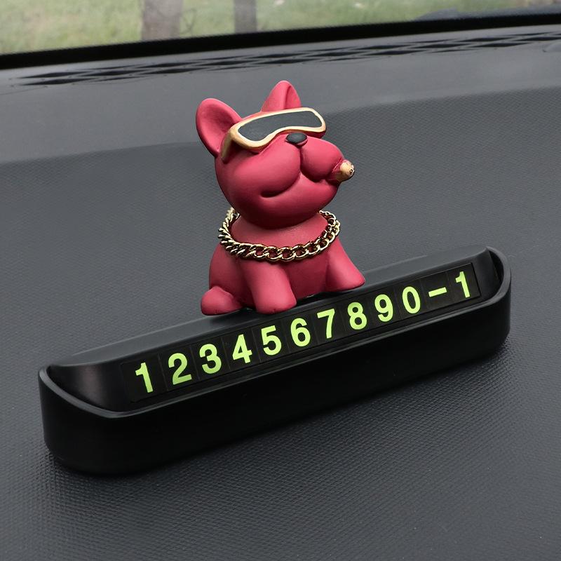 Car Temporary Parking Phone Number Plate Dog Decor Hidden Number Card for Dashboard Contact Sign Auto Interior Ornament Use Kit