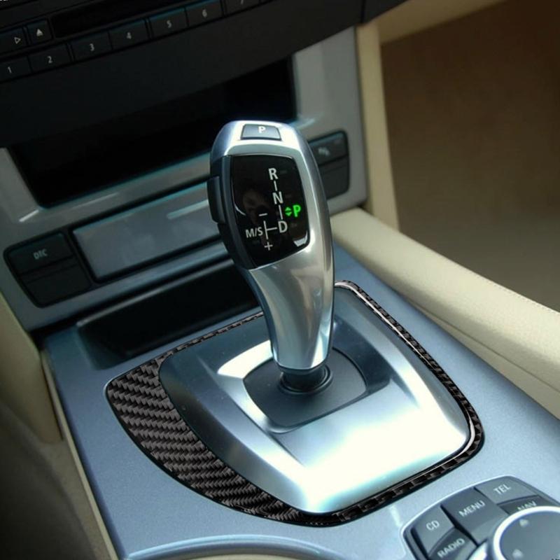 12pcs Carbon Fiber Look Control Gears Panel Protective Cover Molding Trims Frame Decor Sticker Cover Kit for E60 200