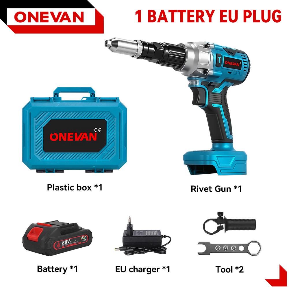 ONEVAN Brushless Electric Rivet Gun Cordless LED Rivet Nut Gun Drill Insert Automatic Riveting Tool For Makita 18V Battery Pin