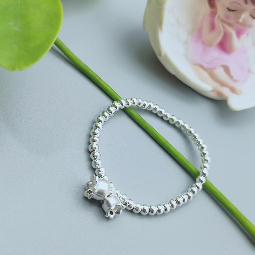 Orchid Niche Silver Bell Beaded Bracelet - Versatile, Handmade, Fashionable, Simple Design