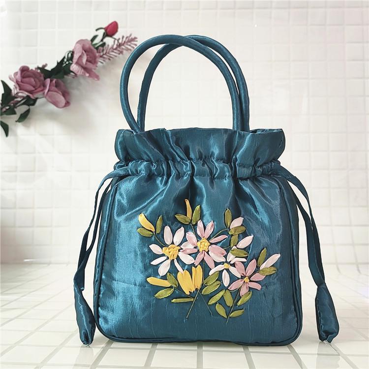 Women's Ethnic Embroidered Small Handbag: Clutch, Mommy, Bucket, Hanfu, and Phone Bag with Drawstring