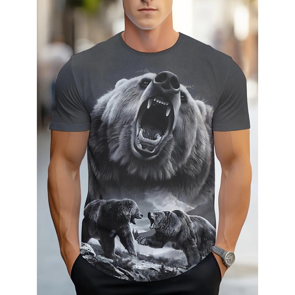 Men's 3D Thunder Dragon Print Crew Neck Short Sleeve T-Shirt Breathable Stretch Fashion T-Shirt Outdoor Casual Party T-Shirt