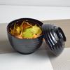 Dwukolorowa Melaminowa Japońska Miska na Zupę A5 z Pokrywką - Imitacja Porcelany Kubek do Miso