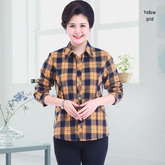 

Stylish Plaid Long-Sleeve Shirt for Women - Spring/Autumn Casual Loose Fit 2XL 125—135 jin