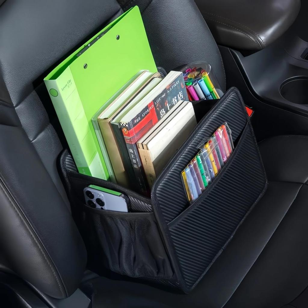 ZUKIDA Car Backseat Waterproof PU Leather Front Rear Car Seat Storage Large Universal Hanging Backseat Car Organizer for Adults Kids with Cup Holders