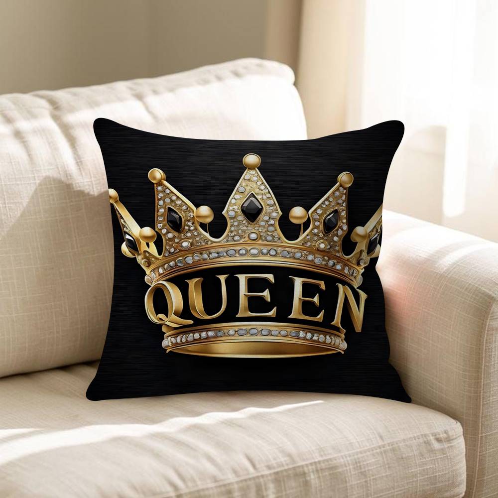 Cuscino Personalizzato Corona Re Regina Lettera Copertura Antipolvere Camera da Letto Bambini Festa Decorazione Federa Compleanno Regalo Bambini