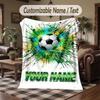 Soccer Theme Throw Blanket Custom Name Text Personalized Blanket Soft Cozy Blanket for Home Sofa Bed