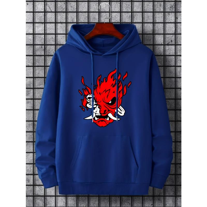 Coffee Color Japanese Hannya Demon Skull Fire Unisex Hoodie