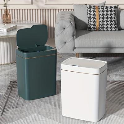 Poubelle à Capteur Automatique Sans Contact 15L/18L Séparateur de Déchets avec Couvercle pour Cuisine Salle de Bain Hôtel Bureau (Blanc/Vert/Or)