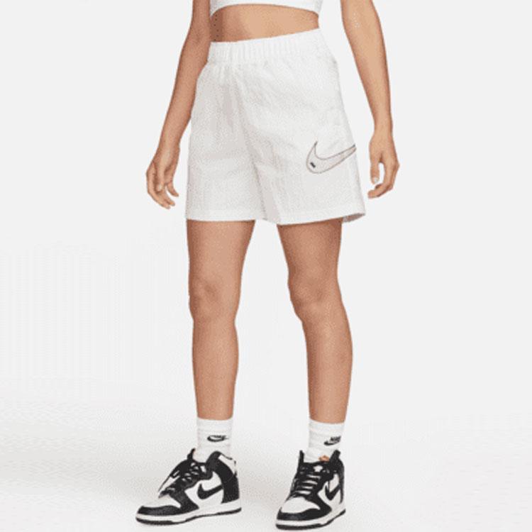 Nike Sportswear Swoosh Woven Shorts With Large Logo And High Waist Women Bottoms White DM6753-030