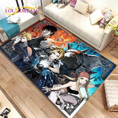Anime Fullmetal Alchemist Cartoon  Area Rug,Carpet Rug for Living Room Bedroom Sofa Doormat Decoration, Kids Non-slip Floor Mat