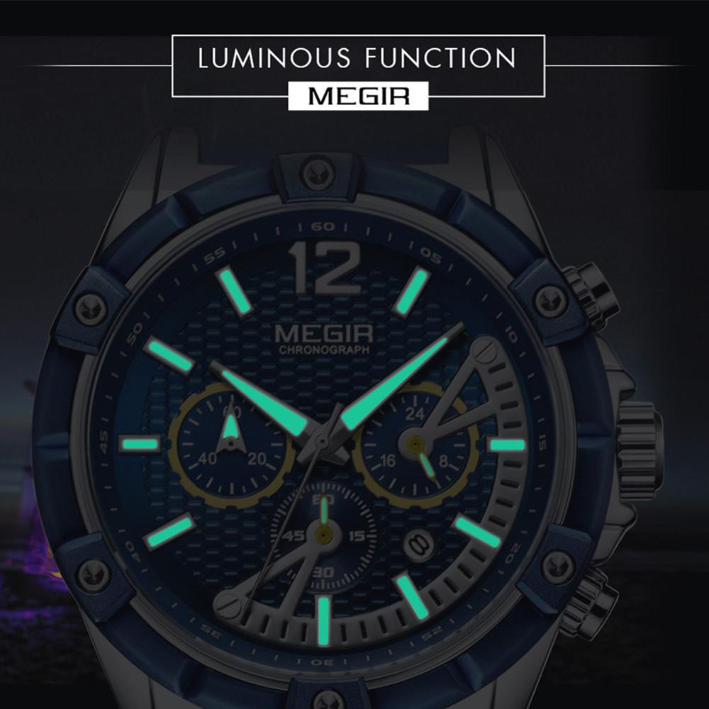 Megir Quarzuhr Männer Rose Gold Leuchtende Wasserdichte Sportuhren Uhr Chronograph Armbanduhren Erkek Kol Saati Montre Homme