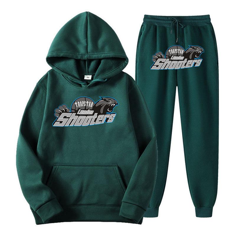 Printed Sportswear Men's Two-piece Loose Hooded Sweatshirt Set