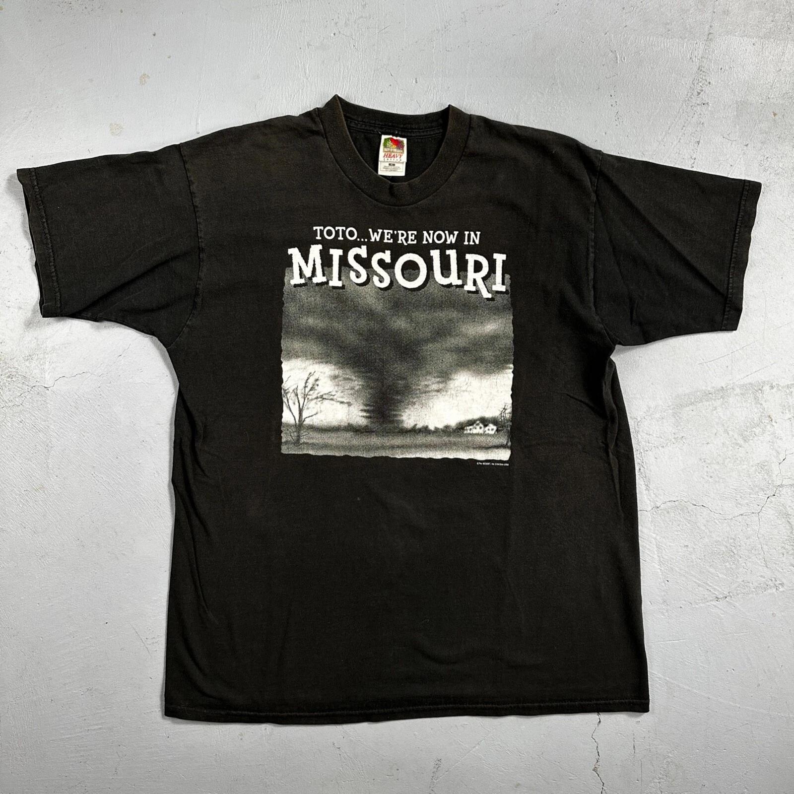 Missouri Toto VTG T Shirt 90s Y2K Tornado Alley Midwest FOTL Black Fun Art Tree L