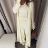 New European and American Women Clothes Vest Long Sleeve Outerwear Wide Leg Pants Temperament Commuter Set