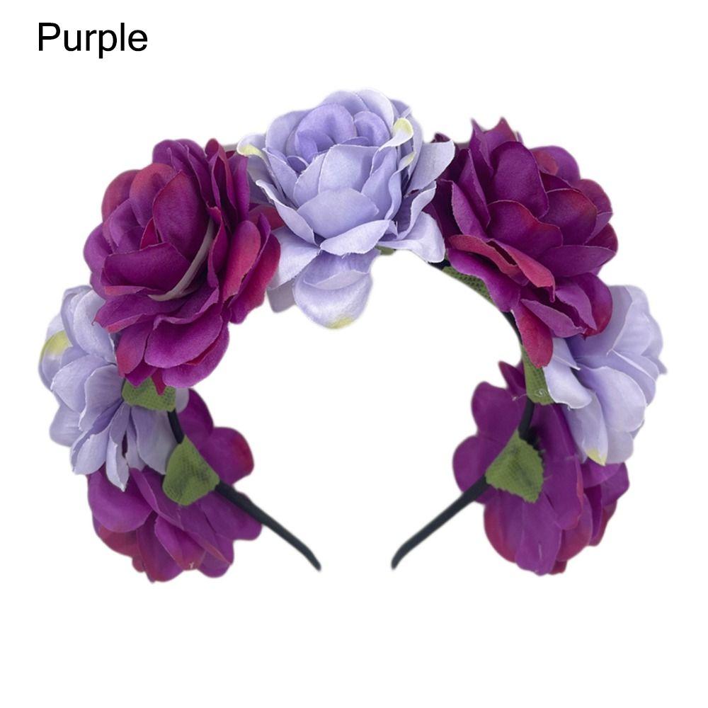 Photo Props Rose Flower Headpiece Bohemian Headwear Fashion Flower Crown  for Women Girls
