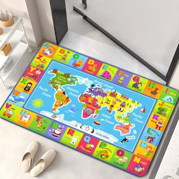 

Orange Global Map Door Mat Flooring Carpet Perfect for Bedrooms Living Rooms Entrances Camping Picnics Outdoor Use of Carpets 40cm x 60cm