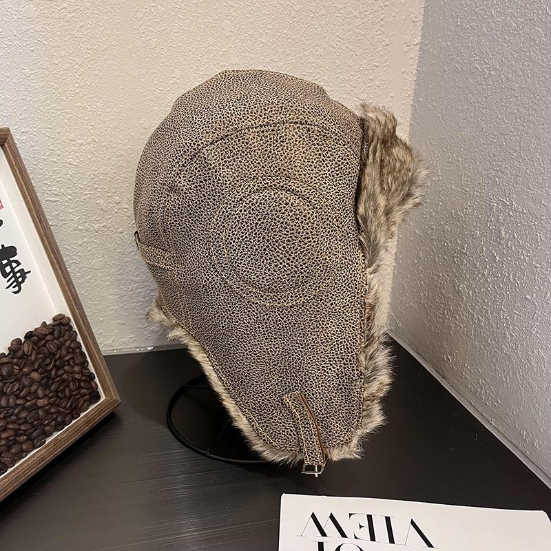 

Унисекс корейская зимняя шапка-авиатор - искусственная кожа, ветрозащитная, с клапаном для ушей для езды на велосипеде на открытом воздухе M (55-59cm) хаки