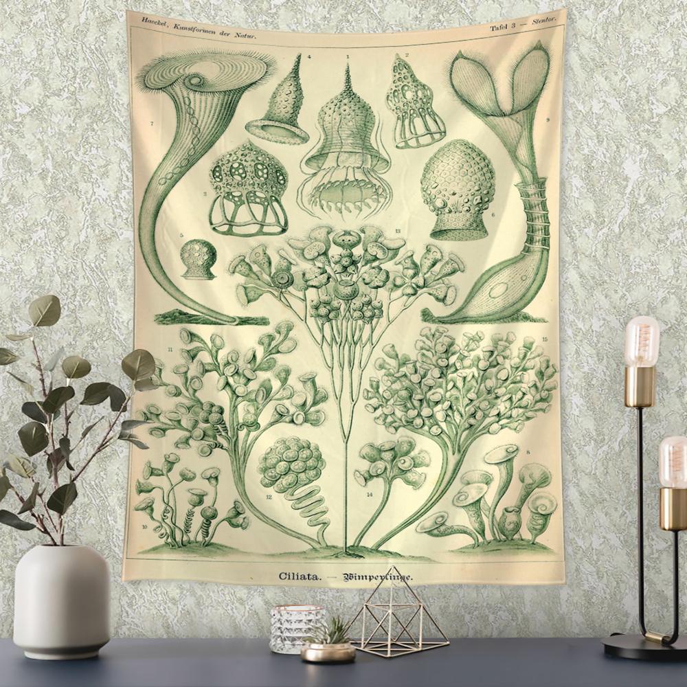 Boho Style Psychedelic Witchcraft Art Mystic Home Decor Undersea Insect Identification Map Tapestry Wall Hanging