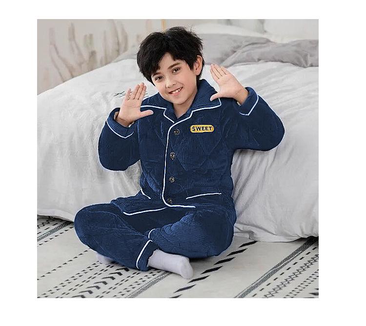 Extra dicker Winterflanell-Pyjama für Jungen - Warmer Einteiler für mittlere und große Kinder