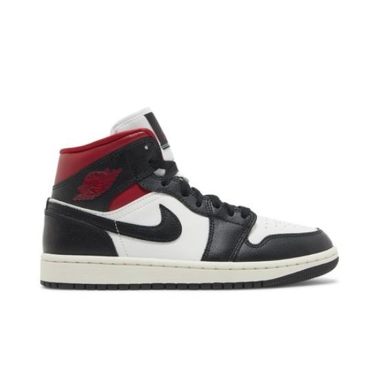 Air Jordan Wmns Air Jordan 1 Mid Black Sail Gym Red BQ6472-061